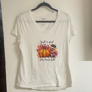 Indigo White Fall-Themed Graphic Tee